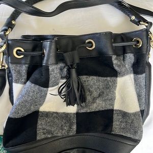 Adam Lippes black plaid bag w/adjustable shoulder strap and handle. 3 pockets!